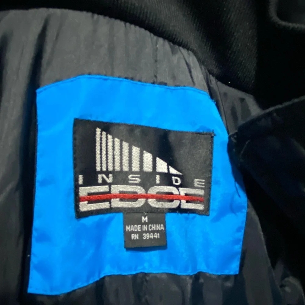 Inside Edge‎ Vintage Mens Ski Suit One Piece Black Blue Insulated Snow Suit M
